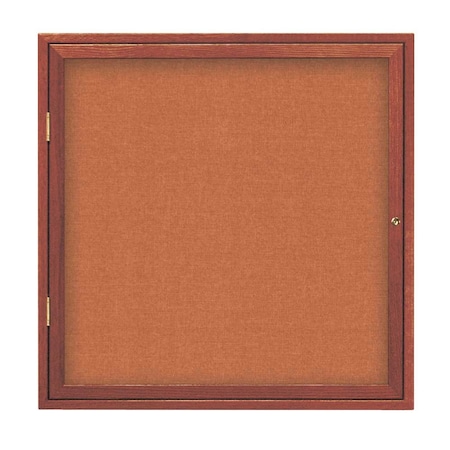 United Visual Products Single Door Slim Enclosed Radius EZ Tack Board, 24"x36", White/Blue UVRDS23EZ-BLUE-WHITE